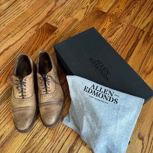 Men’s Allen Edmund Strandmok Tan Wing Tips - size 10